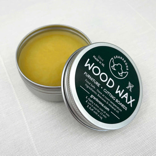 Wood wax by the company Grankrona which is used to care and maintain furniture