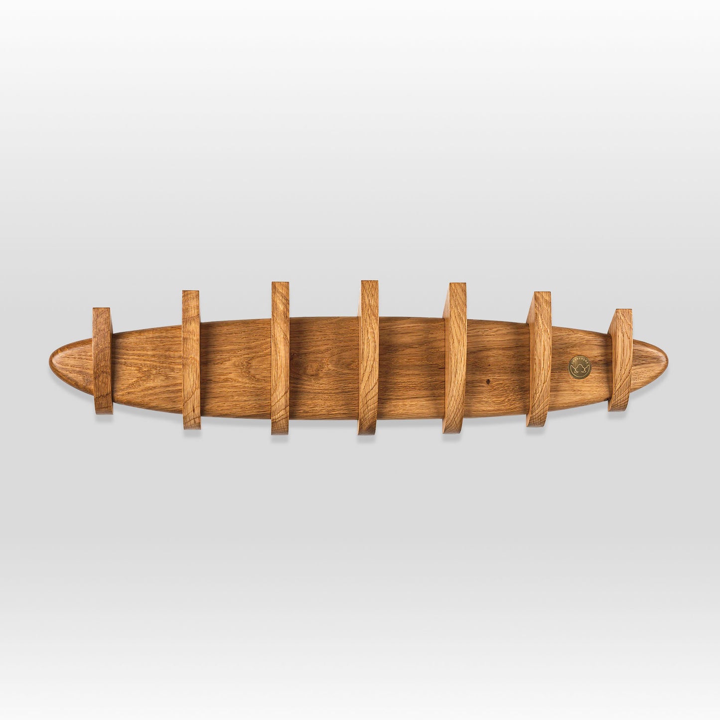 'Krona' coat hanger by grankrona in oak wood shown from front